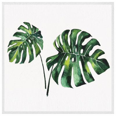 Twin tropical leaves (Picutre Frame) / 20x20" / Oak