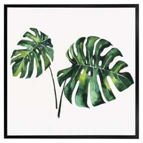 Twin tropical leaves (Picutre Frame) / 24x24" / Black