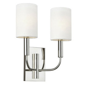 Twin Wall Light Sconce Highly Polished Nickel Finish LED E14 60W Bulb d00641