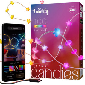 Twinkly Candies 100 Star-shaped RGB LEDs, Clear Wire, USB-C