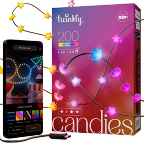 Twinkly Candies 200 Star-shaped RGB LEDs, Green Wire, USB-C