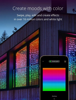 Twinkly Curtain App-Controlled LED Christmas Lights with 210 RGB+W 1.5 x 2.1m Clear Wire. Indoor and Outdoor Smart Lighting - 3