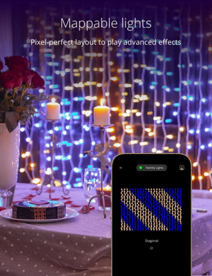 Twinkly Curtain App-Controlled LED Christmas Lights with 210 RGB+W 1.5 x 2.1m Clear Wire. Indoor and Outdoor Smart Lighting - 4