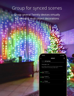 Twinkly Curtain App-Controlled LED Christmas Lights with 210 RGB+W 1.5 x 2.1m Clear Wire. Indoor and Outdoor Smart Lighting - 5