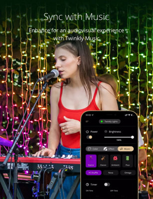 Twinkly Curtain App-Controlled LED Christmas Lights with 210 RGB+W 1.5 x 2.1m Clear Wire. Indoor and Outdoor Smart Lighting - 6