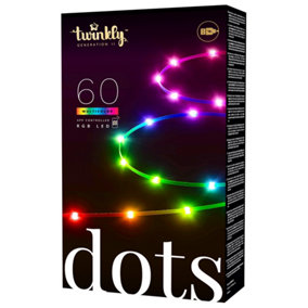 Twinkly Dots App-Controlled Flexible LED Light String 60 RGB (16 Million Colours) 3m Black Wire USB-Powered Smart Home Light