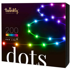 Twinkly Dots App-Controlled Flexible LED Light String with 200 RGB (16 Million Colours) 10m Black Wire In/Outdoor Smart Home Light