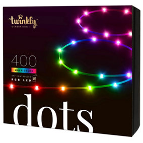Twinkly Dots App-Controlled Flexible LED Light String with 400 RGB (16 Million Colours) 20m Black Wire In/Outdoor Smart Home Light