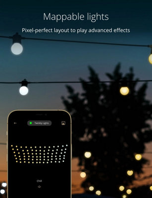 Twinkly Festoon App-Controlled LED Bulb Lights String with 20 AWW (Warm to Cool White) 10m Black Cable In/Outdoor Smart Lights - 4