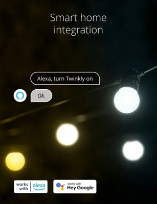 Twinkly Festoon App-Controlled LED Bulb Lights String with 20 AWW (Warm to Cool White) 10m Black Cable In/Outdoor Smart Lights - 7