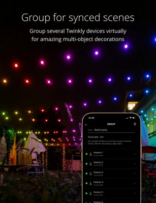 Twinkly Festoon App-Controlled LED Bulb Lights String with 20 RGB (16 Million Colours) 10m Black Cable In/Outdoor Smart Lighting - 5
