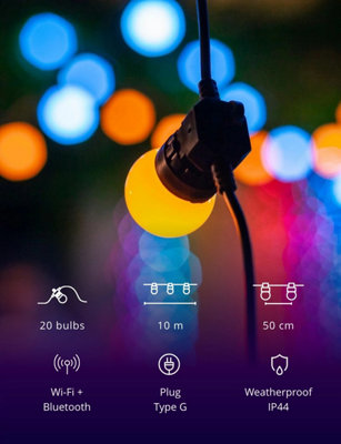 Twinkly Festoon App-Controlled LED Bulb Lights String with 20 RGB (16 Million Colours) 10m Black Cable In/Outdoor Smart Lighting - 8