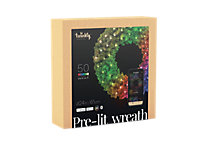 Twinkly Pre-Lit Wreath App-controlled Smart LED Artificial Christmas Wreath with 50 RGB+W (16 Million Colours + Warm White) 60cm