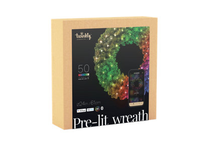 Twinkly Pre-Lit Wreath App-controlled Smart LED Artificial Christmas Wreath with 50 RGB+W (16 Million Colours + Warm White) 60cm Price Comparisons | Compare The Build