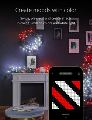 Twinkly Pre-Lit Wreath App-controlled Smart LED Artificial Christmas Wreath with 50 RGB+W (16 Million Colours + Warm White) 60cm - 3