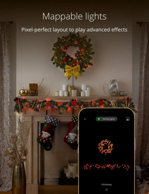 Twinkly Pre-Lit Wreath App-controlled Smart LED Artificial Christmas Wreath with 50 RGB+W (16 Million Colours + Warm White) 60cm - 4