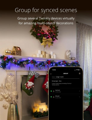 Twinkly Pre-Lit Wreath App-controlled Smart LED Artificial Christmas Wreath with 50 RGB+W (16 Million Colours + Warm White) 60cm - 5