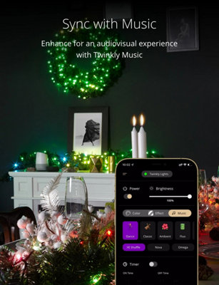 Twinkly Pre-Lit Wreath App-controlled Smart LED Artificial Christmas Wreath with 50 RGB+W (16 Million Colours + Warm White) 60cm - 6
