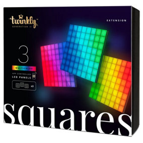 Twinkly Smart Squares Extensions Pack App-controlled LED Panels with 64 RGB (16 million colours) 3 Tiles for Squares Starter Kit