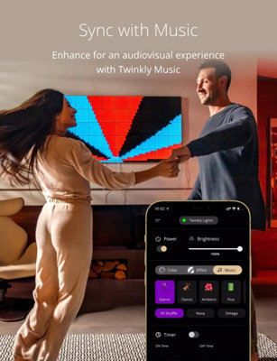 Twinkly Smart Squares Extensions Pack App-controlled LED Panels with 64 RGB (16 million colours) 3 Tiles for Squares Starter Kit