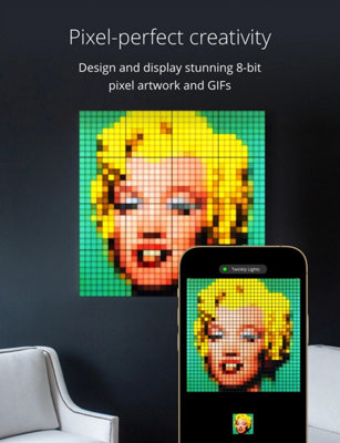 Twinkly Smart Squares Starter Kit App-controlled LED Panels with 64 RGB (16 million colours) Pixels. 1 Master + 5 Extension Tiles