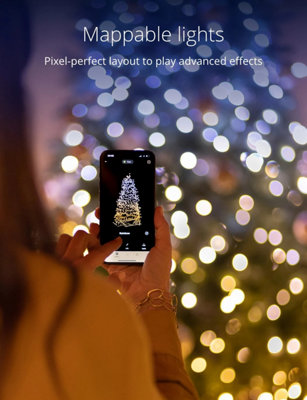 Twinkly Strings App-Controlled LED Christmas Lights with 250 AWW  20m Black Wire. Indoor and Outdoor Smart Lighting Decoration