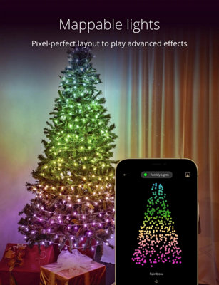 Twinkly Strings App Controlled LED Christmas Lights with 600 RGB 16 Million Colours 48m black Wire