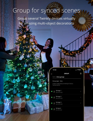 Twinkly Strings App-Controlled LED Christmas Lights with 600 RGB (16 Million Colours) 48m black Wire. Indoor/Outdoor Smart Lights - 5