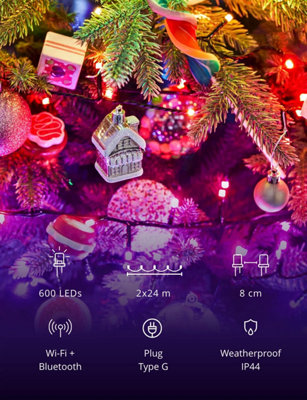 Twinkly Strings App-Controlled LED Christmas Lights with 600 RGB (16 Million Colours) 48m black Wire. Indoor/Outdoor Smart Lights - 9
