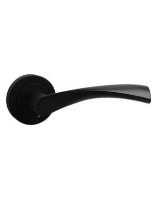 Twirl Lever on Rose Door Handle in Matt Black Finish