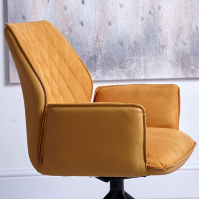 Twist Dining Chair - Mustard Fabric (Single) Modern Swivel Rotating ...