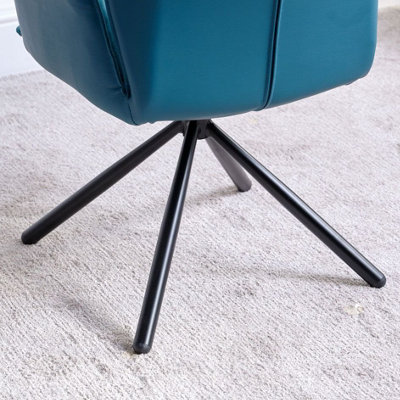 Twist Dining Chair - Teal Fabric (Single) Modern Swivel Rotating Chair with Arms