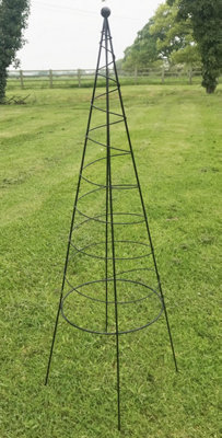 Twist Garden Metal Obelisk Trellis Plant Climbing Support Cage Black (H)1200mm