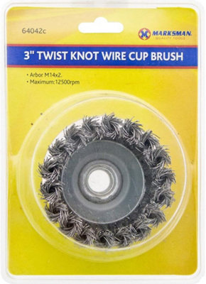Twist Knot Wire Cup Brush 3 Inch For Angle Grinders Removes Paint Rust ...