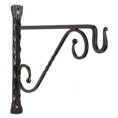 Twisted Heavy Duty Hanging Basket Bracket - Black 30cm