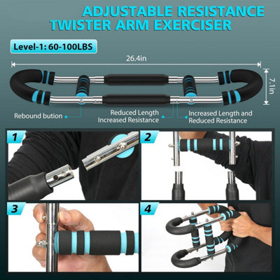 Twister Arm Trainer, 66-110lbs Adjustable Chest Expander, Shoulder ...