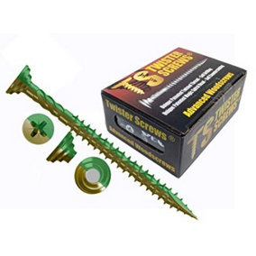 TwisterScrews E-Coat Decking Screws - Self Drilling/Countersinking (Dia) 4.5mm (L)50mm, Pack of 100 green