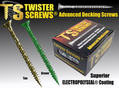 TwisterScrews E-Coat Decking Screws - Self Drilling/Countersinking (Dia) 4.5mm (L)50mm, Pack of 200 green