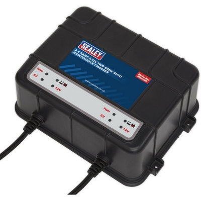 Two Bank Auto Maintenance Charger - 6V & 12V - Compact Battery Charger - 2 x 5A - 4