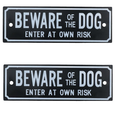 AB Tools Lot De 2 Panneaux 'Attention Chien' - Entrée Sous Votre Responsabilité, 15,2x5,1cm