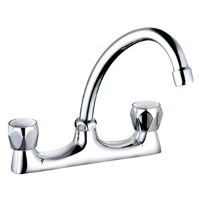 Two handle Chrome Taps Deck Sink Basin Mixer Contempory Bathroom Kitchen