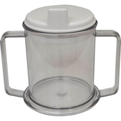 Two Handled Drinking Sip Cup - Microwavable Dishwasher Safe Anti Spill Cup