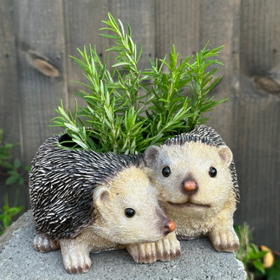 Two Hedgehogs shaped planter novelty home or  garden decoration