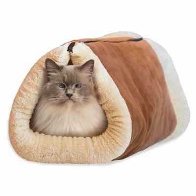 TwoInOne Cat Cave and Bed with SelfHeating Thermal Core No Electric