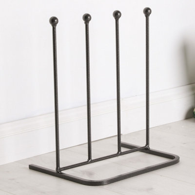 Two Pair Wellington Boot Rack Matte Black Welly Boot Storage Rack Garden Shoe Holder Shoe Rack