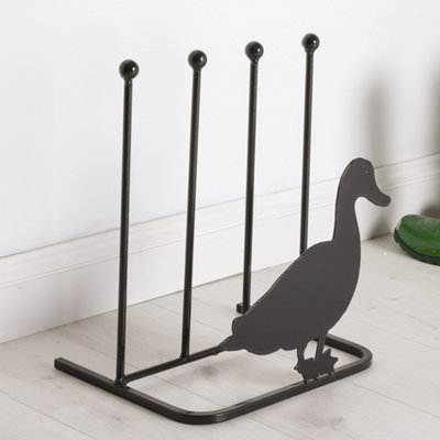 Two Pair Welly Rack Matte Black Country Duck Wellington Boot Storage Rack Garden Shoe Holder Shoe Rack - 3