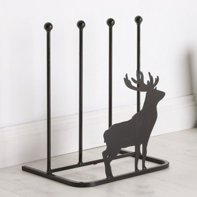 Two Pair Welly Rack Matte Black Country Stag Wellington Boot Storage Rack Garden Shoe Holder Shoe