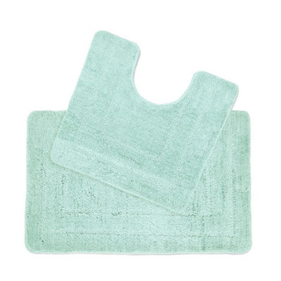Two Piece Non-Slip Bath Mat and Pedestal Mat Set - Duckegg