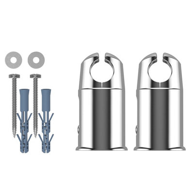 Two Single Chrome 19mm Clamp Brackets for Towel Rail Radiators Flat/Curved