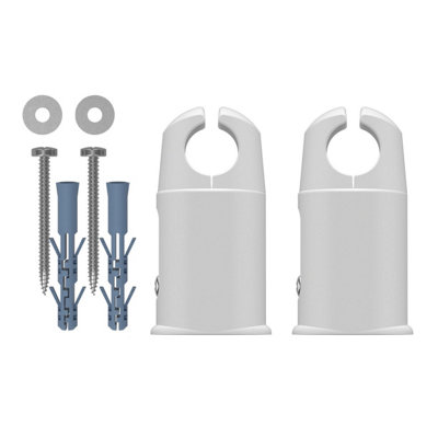Two Single White 19mm Clamp Brackets for Towel Rail Radiators Flat/Curved